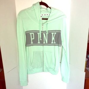 VS PINK full zip hoodie. Mint green